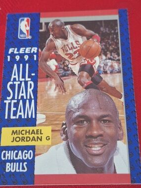 Fleer 1991 NBA All Star Team Michael Jordan Chicago Bulls Card - Used